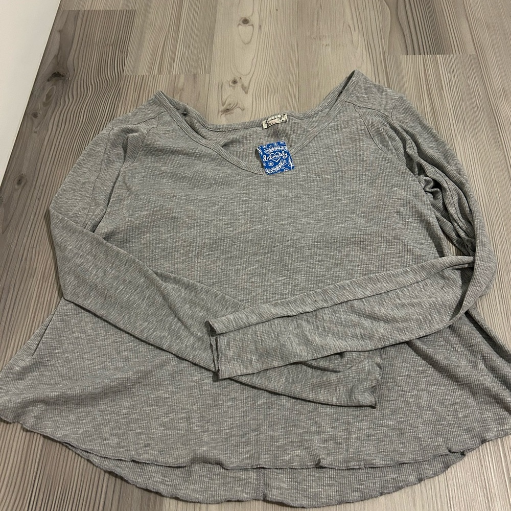 Free People grey long sleeve top